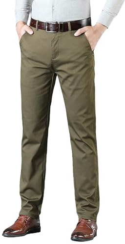 Pantalon habillé à devant plat pour homme, coupe ajustée, jambe droite, pantalon de travail extensible, pantalon décontracté d'affaires, chino confortable et respirant, pantalon chino d'extérieur