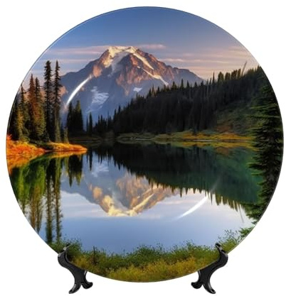 BWLHJKE Assiette décorative en porcelaine anglaise avec image - Assiettes à dîner personnalisées en porcelaine avec support de présentation - Assiette décorative en céramique pour décoration murale