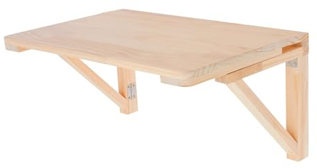 Shalmidor Wandmontierter Klapptisch Aus Massivholz, Klapptisch Wandtisch, Wandklapptisch, Kleiner Wandtisch für Laptoptisch, Platzsparender Schwimmender Drop-Leaf Schreibtisch (Holzfarbe 60x40x24 cm)