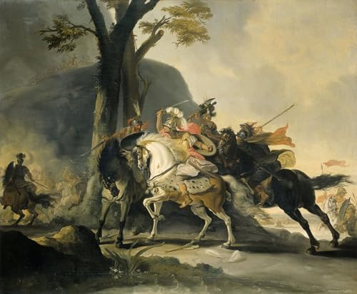 ARToPHIIU Dipinti Famosi Quadri Stampa Murale su Tela ilNella battaglia del fiume Granicus di Cornelis Troost per L'arredamento del Soggiorno 60x90cm