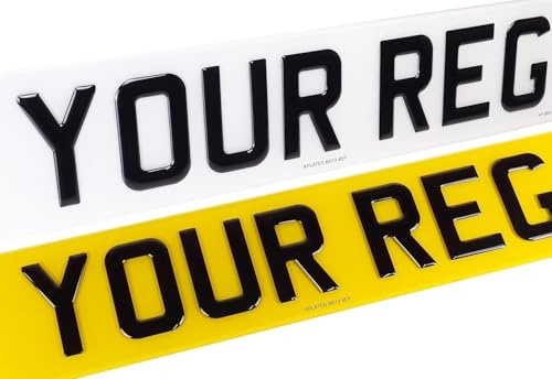 Number Plates | 3D Gel UK Legal | Gloss Black Letters | Borders | Badges (Rear Plate)