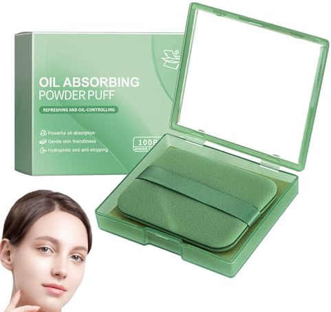 Blotting Paper for Oily Skin with Mirror & Puff - Portable Face Oil Absorbing Sheets for Skincare, Oil Control Film Face Wipes for Skin Tending 100 Pcs