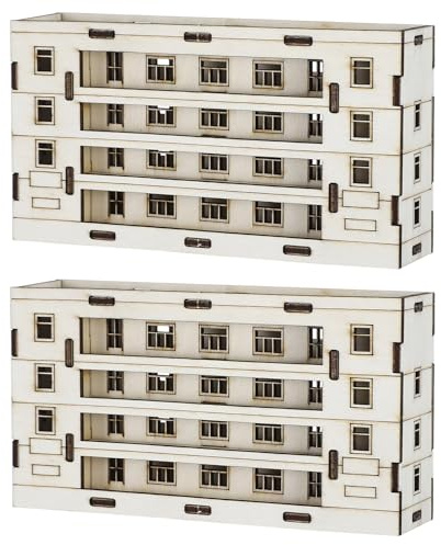 FOMIYES Modello di Casa in Legno da Costruire Materiale Legno Beige 2 Pezzi, Design Moderno e Incompleto per Artigianato in Classe e Decorazione Ufficio