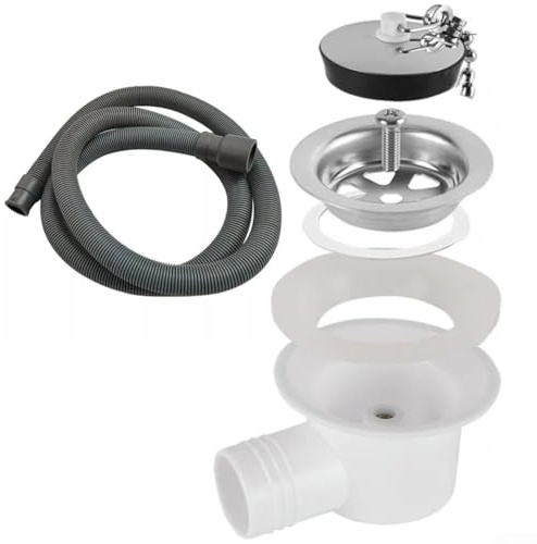 Besttoolifes Connecteur de vidange d'évier de camping-car avec tuyau de 2 m et design à angle droit, adaptateur ABS étanche et acier inoxydable pour plomberie de camping-car et yacht (40 x 60 cm)