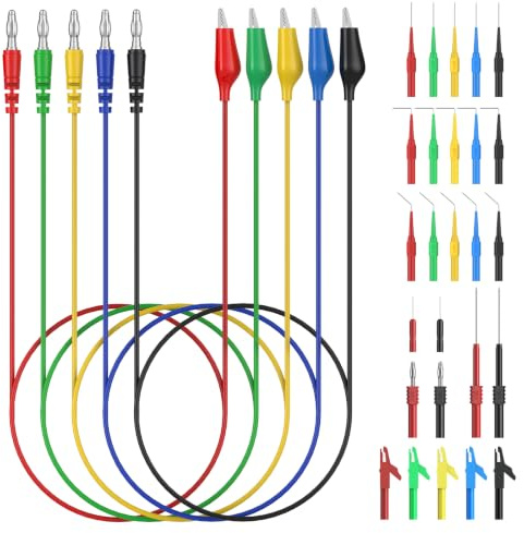 BOBOVAV 32 en 1 Câbles de Multimètre avec Sondes de Multimètre,40cm,5A | Cordons de Mesure avec Pinces Crocodiles et Sonde à Aiguille,Fiche Banana 4 mm,Multi-Angle Test Probe,Boîte de Rangement