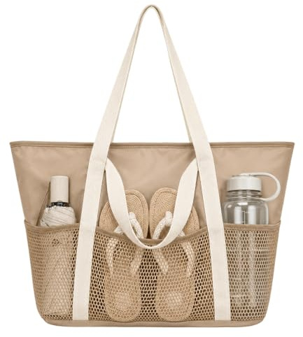 Augesak Bolsa de Playa para Mujer, Bolsa de Playa Impermeable, Bolsas de Malla para piscina, Viajes, Gimnasio