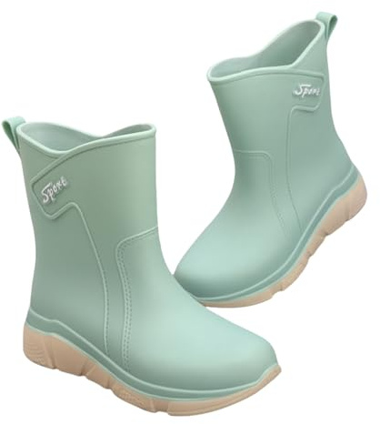 Regnstövletter, dam, lätta, damgummistövlar, korta sommarstövlar, bekväma stövletter, lätta vattenskor, plattform, vadstövlar, halkfria slip-stövlar, casual, regnstövlar, enfärgade, regnskor