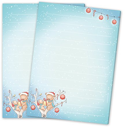 2 x Schreibblock/Briefblock BÄRIGE WEIHNACHT DIN A5 (liniert 50 Blatt) / Briefpapier Kinder/Briefpapier Weihnachten