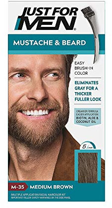 Just For Men Bart und Schnurrbart Permanente Farbe mit mittelbraunem Pinsel M35 2 x 14 ml