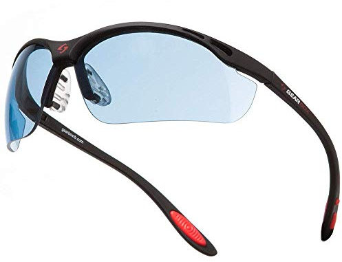 Gearbox Vision Eye Protection with Hard Case, Black Frame/Blue Lens