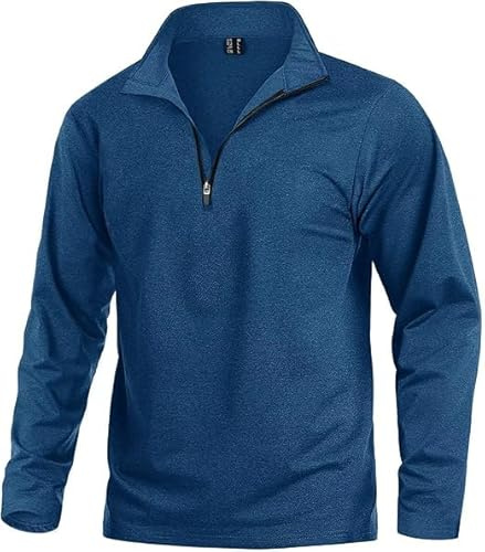 KEFITEVD Löpskjorta män halv dragkedja andas sportskjorta fleece tröja långärmad stretch gym löpning tröja
