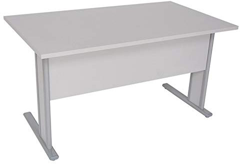 Schreibtisch inkl. Knieraumblende mit grauem C-Fuß-Gestell, versch. Größen u. Farben | Bürotisch mit 25mm starker Tischplatte u. 18mm starker Sichtblende | hauseigene Fertigung (Lichtgrau, 160x80cm)