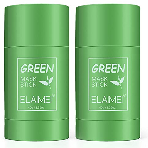 Blue Finger Lot de 2 masques au thé vert, argile de thé vert purifiante, pour tous les types de peau, contrôle de l'huile, réduit les points noirs et l'acné, ajuste l'équilibre de l'eau et de l'huile