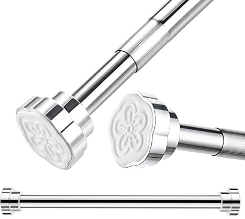 Yulang Barra de Cortina Extensible, 40-55cm, Barra de Tensión para Cortina de Ducha, Acero Inoxidable Óxido, Sin Taladrar, Antideslizante, Barra Telescópica Ajustable para Armario, Baño, Puertas