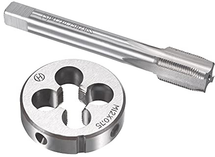 sourcing map M12 x 0,75 mm metrisches Gewindeschneider-Set, Maschinengewindebohrer mit rundem Gewindeschneider, Gewindebohrer und Schneideisen-Set für Mutterschrauben, Bolzen, Gewindereparatur