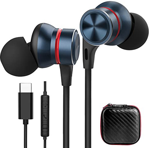 ACAGET Auriculares USB C, S22/S21 Ultra Auriculares In-Ear HiFi Estéreo Cancelación de Ruido con Micrófono y Control de Volumen para Samsung A16 S25 S24,para One Plus 13,para XIAOMI 15 14