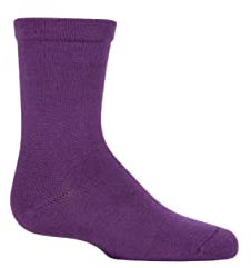 SockShop Kids Plain Mid-Weight Bamboo Socks with Comfort Cuff and Smooth Toe Seams Pack of 1 Purple 12.5-3.5