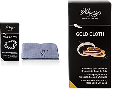 Hagerty Silver Cloth Schmuck Reinigungstuch 36x30cm I imprägniertes Tuch aus Baumwolle & Gold Cloth Goldputztuch 36 x 30 cm I Imprägniertes Gold Reinigung Schmucktuch aus Baumwolle