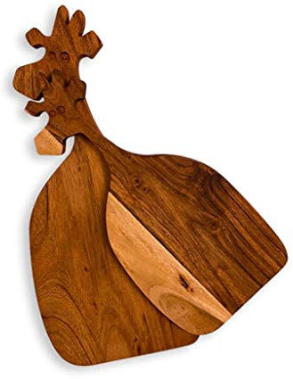 Affinity Decor Wooden Chopping Cutting Board Platter Plate Butcher Block for kitchen Cheese Vegetables Fruit and Salad Set of 2, Giraffe Board, 7 x 16, 5 x 13 Inches