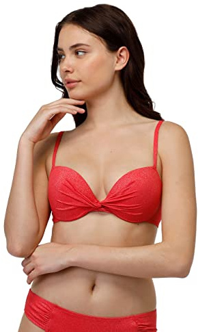 Lovable Reggiseno Push-Up Plain Lurex, Bikini de Donna, Rosso (Corallo), 34C