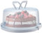 FUNSUEI Transportador de pasteles de plástico de 26 cm, con tapa, recipiente redondo para almacenamiento de pasteles con asa, postres, sándwiches