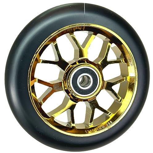 Fantic26 Spy7 Stunt Scooter Rolle I Trick I Tret I Kinder I Roller I Wheel I 110mm I ABEC-11 I Schnell I Leise I Freestyle (Gold/Pu Schwarz)