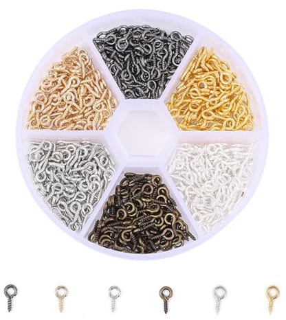EOUIAV 600 Stück Augen Schraubösen, Edelstahl Schraubhaken Mini Augenschrauben, Metall Hakenschrauben Schraubösen Mini Durch Haken für Schmuckherstellung DIY Kunsthandwerk, 4 x 8 mm