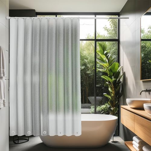 KAMEUN Duschvorhang 120 x 200 cm, Anti-Schimmel Duschvorhang mit Gewicht Magnet, Waschbar Duschvorhänge für Badewanne, Eva Shower Curtains Badewannenvorhang mit 12 Ringhaken