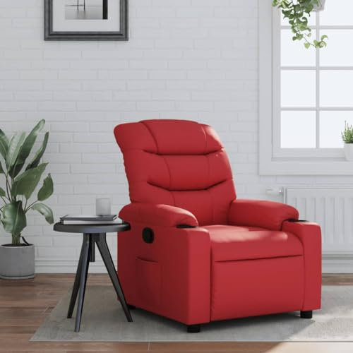 THOYTOUI Relaxsessel, Clubsessel Cocktailsessel Liegesessel Leseessel Geeignet für Wohnzimmer Schlafzimmer Speisesaal Balkon Rot Kunstleder