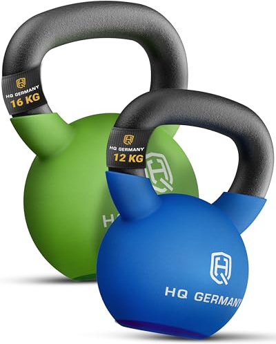 HQ Germany® Kettlebell Neopren [optimaler Bodenschutz] - Set 12+16kg