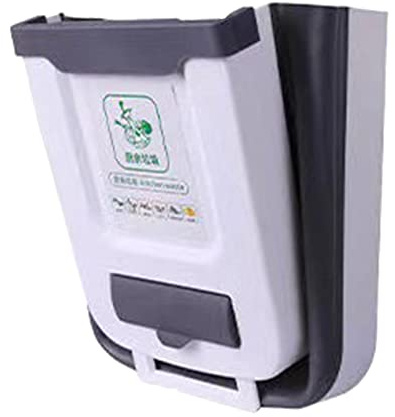 Papelera Plegable - Cubo De Basura Portátil Con Contenedor De Bolsa De Basura, Capacidad De 10 Litros, Color Gris, Material Polipropileno, Ideal Para Cocina, Coche Y Armario