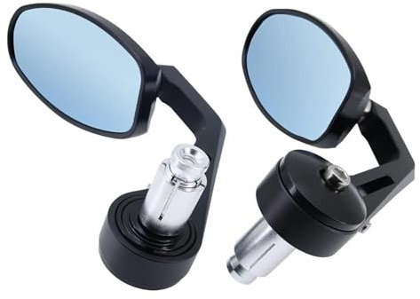 Motorrad Lenkerendenspiegel Motorrad Universal 7/8 Rückansicht Schwarz Retro Oval Seite Rückspiegel Für Cafe Racer Roller Motorrad Chopper Spiegel Motorrad Rückspiegel