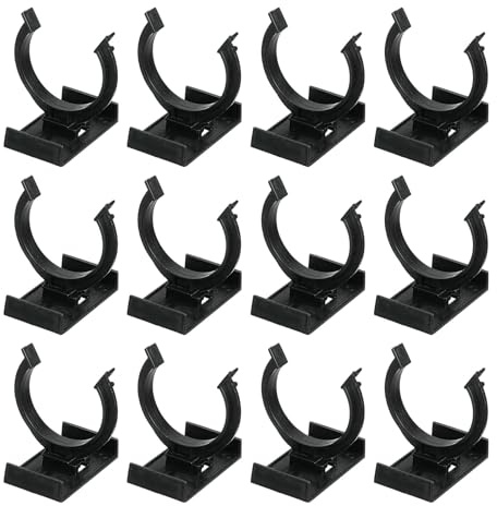 sourcing map 12Pcs 1.93''x1.93'' Plastic Leveler Leg Toe Kitchen Clips with Connector, Adjustable Furniture Legs Plinth Skirting Board Plinth Leveler Leg Clips for Sofa Cupboard Table, Black