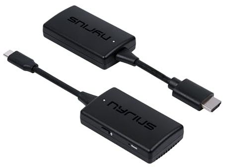 Nyrius Orion Prime Wireless USB-C to HDMI Video Transmitter & Receiver, Plug & Play Extender, Stream Full HD 1080p up to 150ft from PC, Laptop, Mobile Phone, Tablet to a TV or Projector (TDD21)