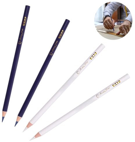 4 Stück Schneiderkreide, Schneiderkreidestift, Nähkreide Stoffkreide, Nähen Bleistift, Stoff Marker Stift für Schneiderei Nähen Notizen Basteln (2 Farben)