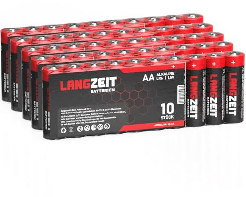 Langzeit Batterien AA 50 Stück Premium Mignon LR6 Alkaline Batterie 1,5V