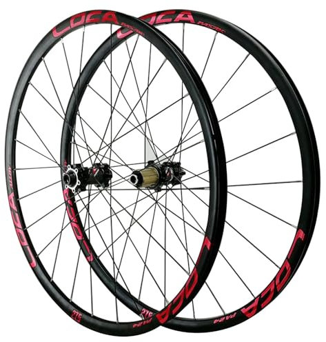 GEIRONV Set Ruote MTB in Lega 26/27,5/29 Pollici, Perno Passante, Freno A Disco 15mm Anteriore 2 Posteriore 4 Cuscinetti 8-12 velocità for Mountain Bike Pneumatici 1,25-2,35 Pollici(Black,27.5inch)