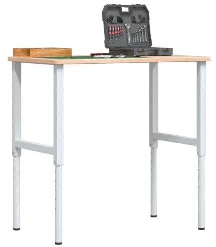 Furniture Select-Werkbank, 100 x 60 x (71,5-98) cm, Massivholz, Eiche, rechteckig
