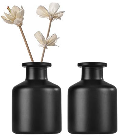 2 bottiglie di vetro da 50 ml con diffusore rotondo per aromi, diffusori, vasetti, accessori per profumo, per fai da te, set di diffusori a bastoncini, oli essenziali, decorazioni artigianali