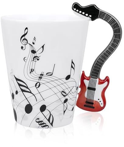 Tazza da caffè in porcellana ceramica: tazze musicali con manico, regali per musicisti, rosso