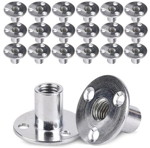 20 Pezzi Dado Flangiato M8, Dado a T con Foro Dadi a 3 Fori Dados Vite a 3 Fori Scanalatura a T Foro per Il Fissaggio di Mobili Collegamento (M8 X 37 X 2,5mm)