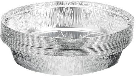 QUARKZMAN 20 piezas de Moldes de Aluminio para Tartas de 8.46 Redondos Desechables Antiadherentes para Tartas, Quiches, Cocinar, Recalentar en Fiestas, Color Plata