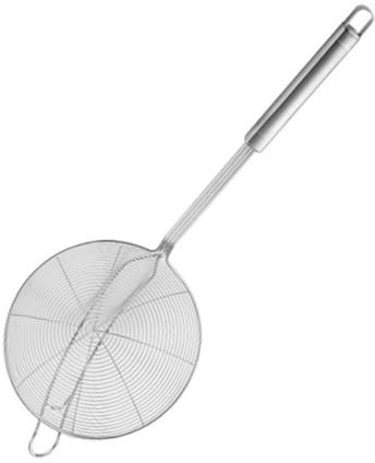 ABOOFAN Colador De Cocina Multifuncional Acero Inoxidable Con Doble Gancho Cuchara Coladora Para Freír y Escurrir Líquidos Utensilio Seguro Para Hogar y Restaurante