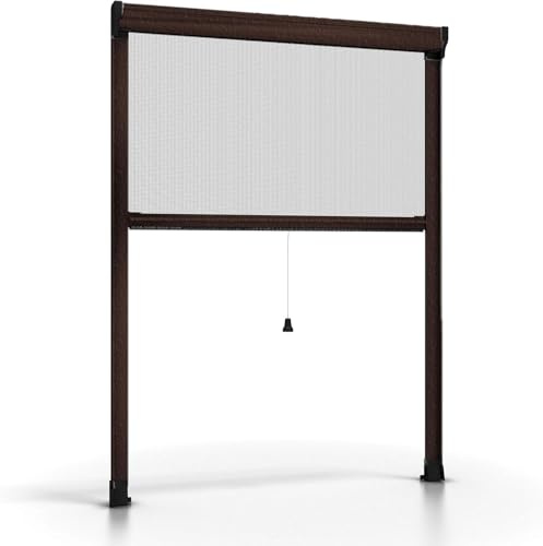 CILVANI ZANZARIERA A RULLO FRIZIONATA CON APERTURA VERTICALE COLORE BIANCO MARRONE BRONZO (MARRONE, 100X170)