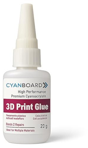 Cyanboard - Pegamento 3D Print - 20GRS. Super adhesivo, instantáneo, compatible con PLA, ABS, PETG, TPU. Transparente.