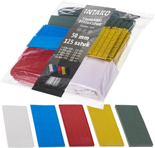 INTAKO Plastic Glazing Blocks - 30 x 100 mm - Six Heights from 2 to 6 mm - Spacers - Spacers - Underlay Plates - Window Blocks (50 mm - 1-5 mm - 125 Pieces)
