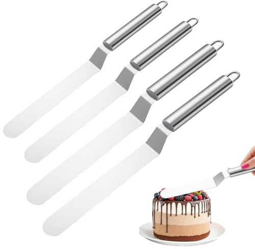 JazRvr Lot de 4 spatules à tarte d'angle de 15,2 cm et 20,3 cm - Décoration de gâteau précise pour la pâtisserie et la décoration de tartes - Idéal pour les boulangers professionnels et amateurs