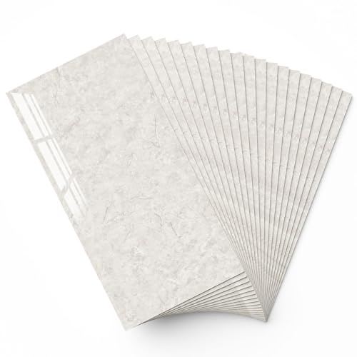 Vieshful 20 Stück 30x60cm Selbstklebende Fliesenaufkleber, Selbstklebende Fliesen Küche Wandpaneele, Wasserfeste Marmor Optik Fliesen für Küche Bad, TV-Wände, Wohnzimmer Grau (Keine echten Fliesen)