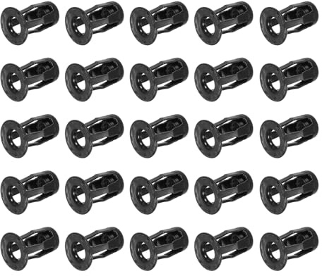 sourcing map Lot de 25 écrous crics M5 x 18 mm en acier au carbone avec finition zinc fileté - Rivets d'extension multi-prises pour mur creux - Utilisation sur paroi fine et souple - Noir