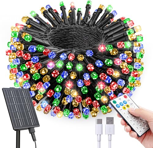 SOLARBABY Guirnaldas Luces Exterior Solar, 40M 400LED Luces Solares w/Remoto, 19 Modos IP65 Impermeable Colorido Navidad Solares LED Exterior Jardín Decoracion para Del Arbol Patio Terraza